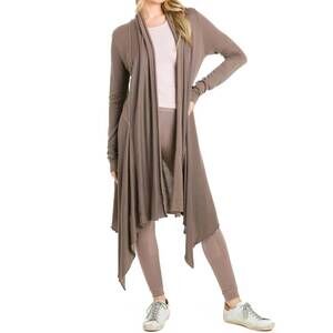 NEW HARD TAIL FOREVER knit draped cardigan in brown